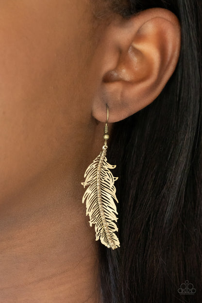 Fearless Flock - brass - Paparazzi earrings