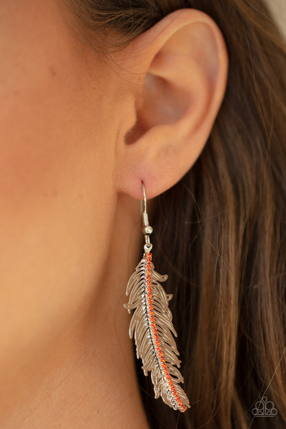 Fearless Flock - orange - Paparazzi earrings