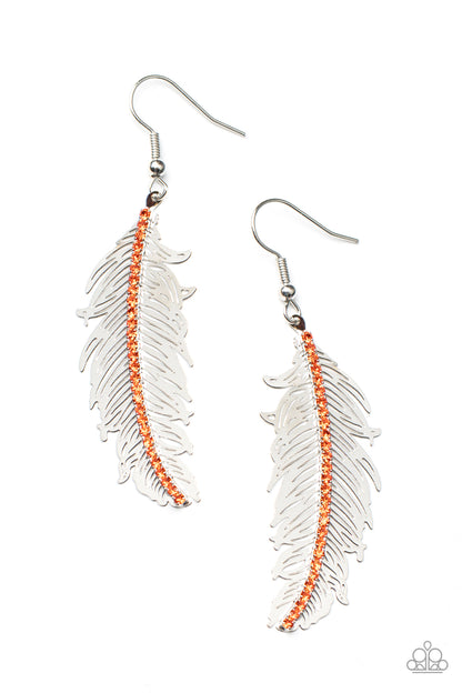 Fearless Flock - orange - Paparazzi earrings