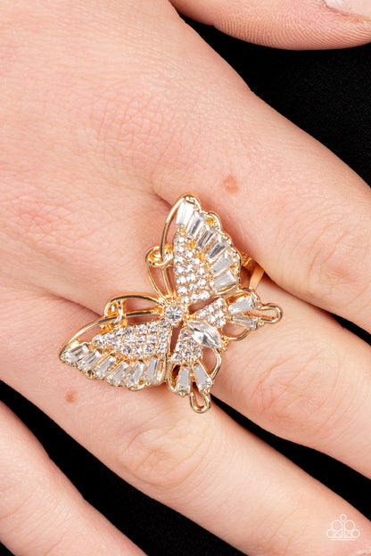 Fearless Flutter gold Paparazzi ring - Main Image