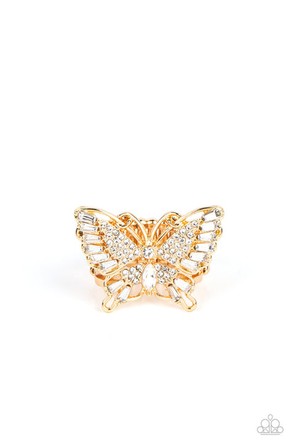 Fearless Flutter - gold - Paparazzi ring