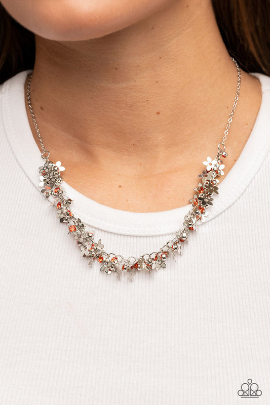 Fearlessly Floral - orange - Paparazzi necklace