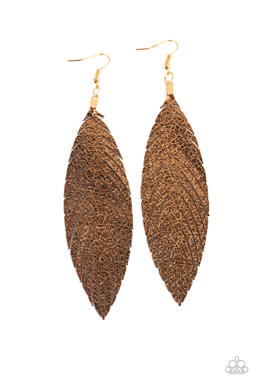 Feathery Fantasy - gold - Paparazzi earrings