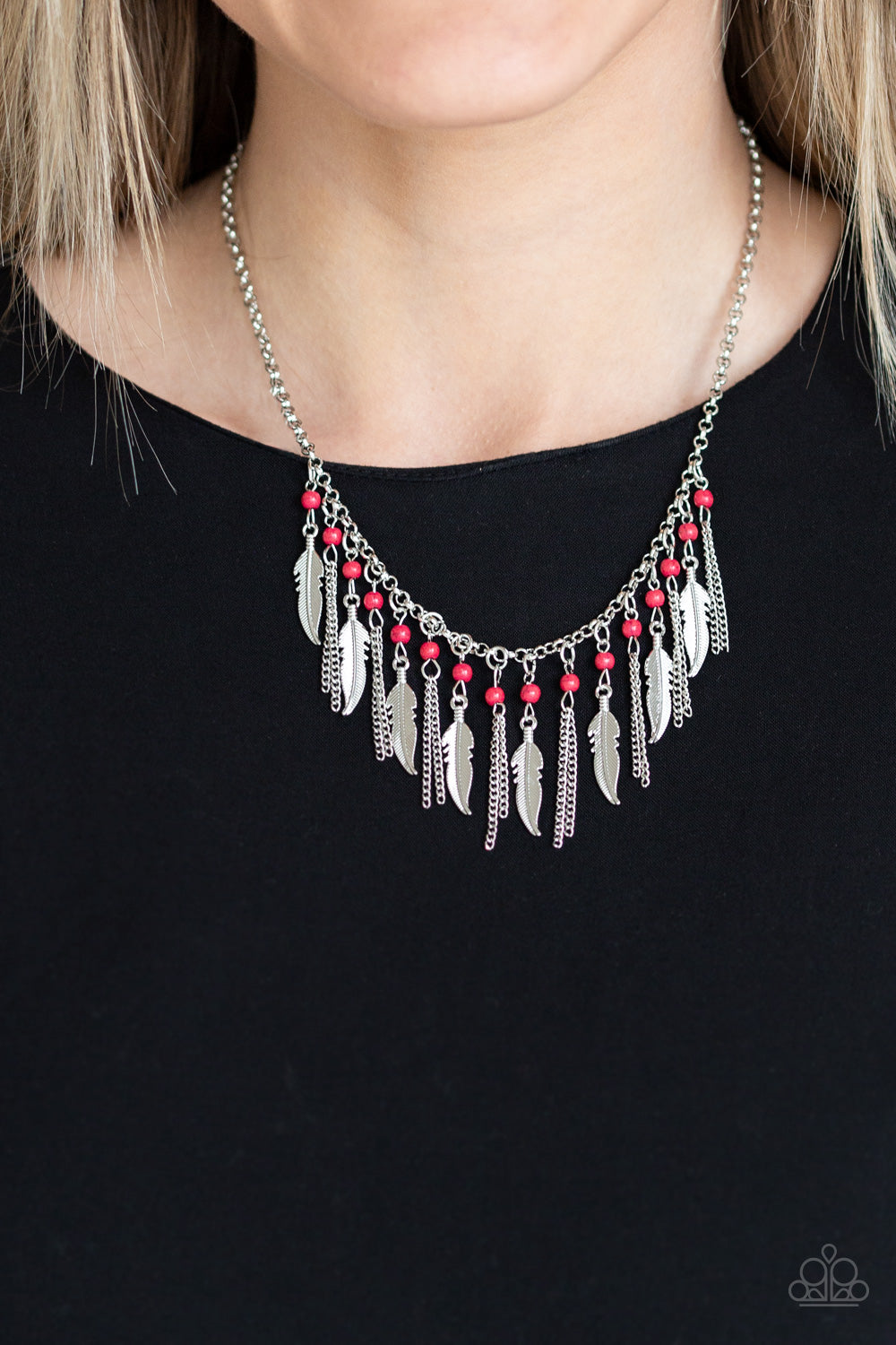 Feathered Ferocity - red - Paparazzi necklace