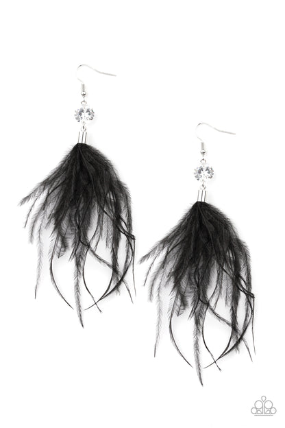 Feathered Flamboyance - black - Paparazzi earrings