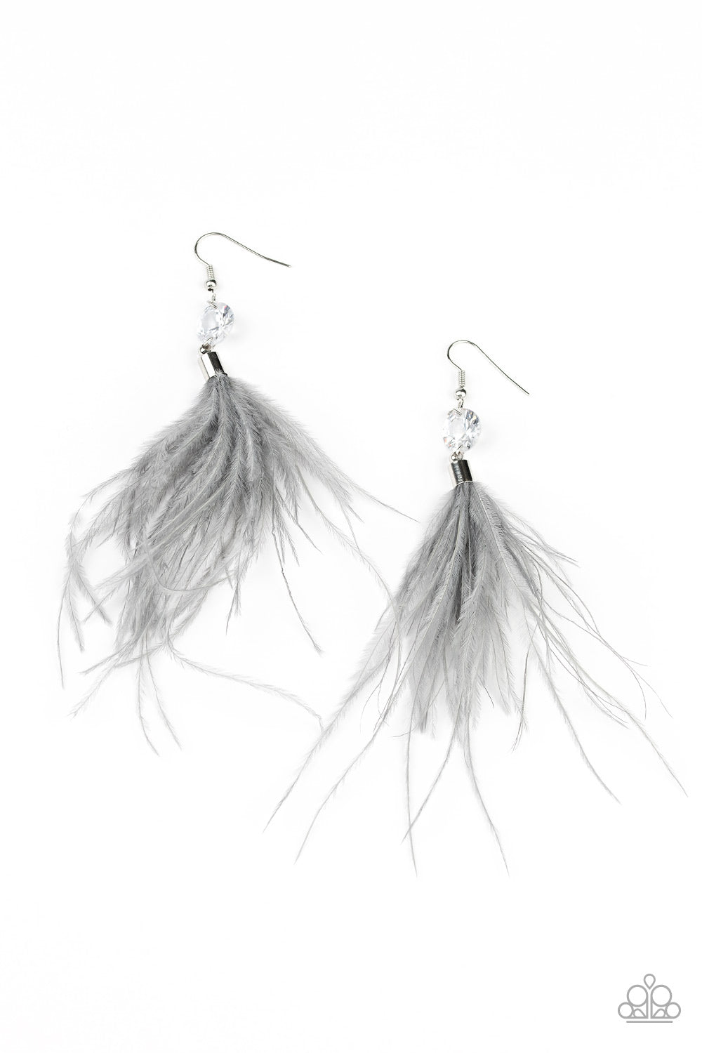 Feathered in Flamboyance - silver - Paparazzi earrings