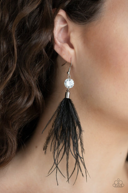 Feathered Flamboyance - black - Paparazzi earrings