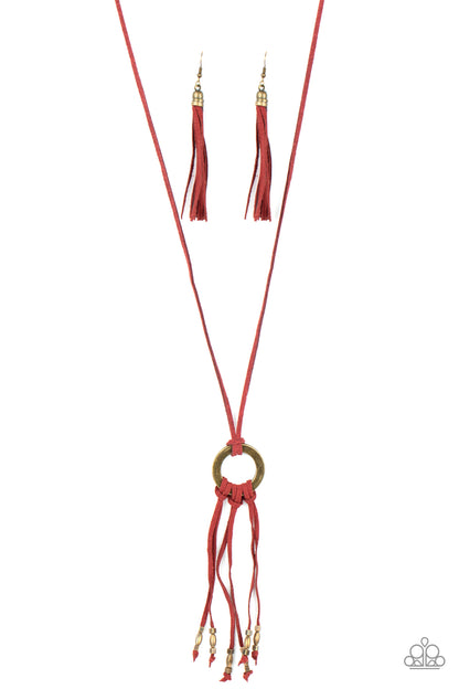 Feel at HOMESPUN - red - Paparazzi necklace