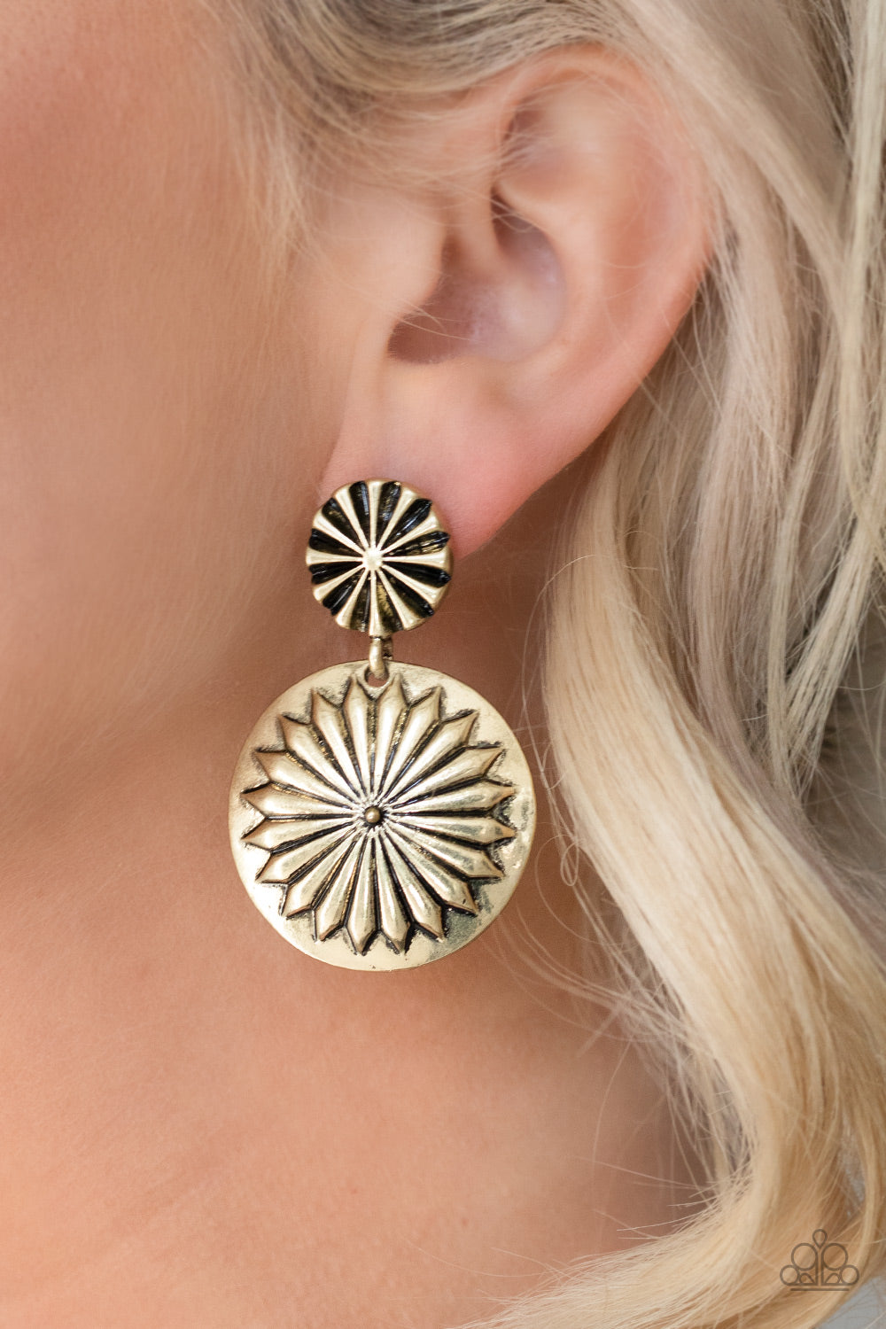 Fierce Florals - brass - Paparazzi earrings