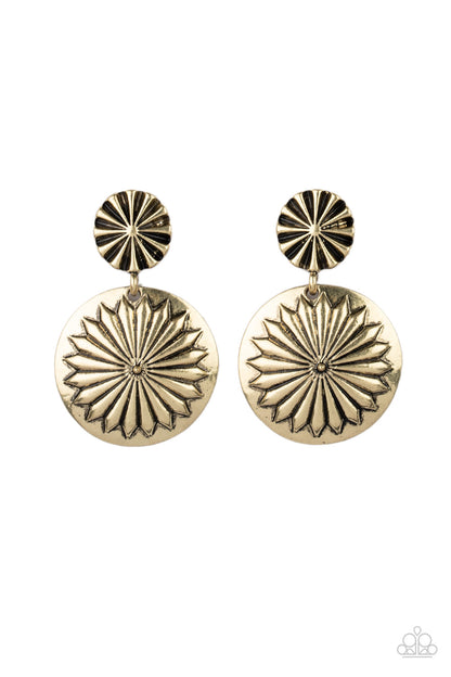 Fierce Florals - brass - Paparazzi earrings