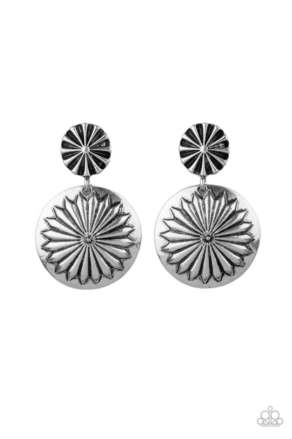 Fierce Florals - silver - Paparazzi earrings