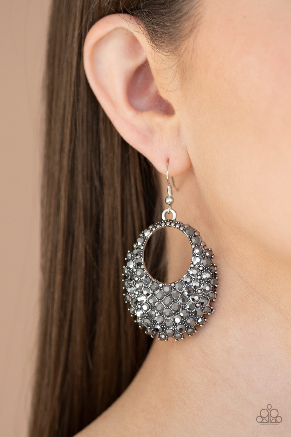 Fierce Flash-silver-Paparazzi earrings