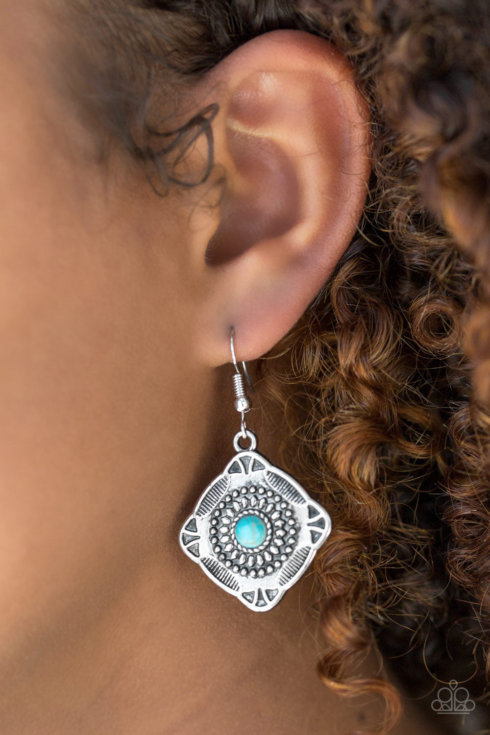 Fiercely Four Corners - blue - Paparazzi earrings