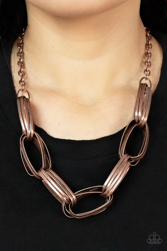 Fiercely Flexing - copper - Paparazzi necklace