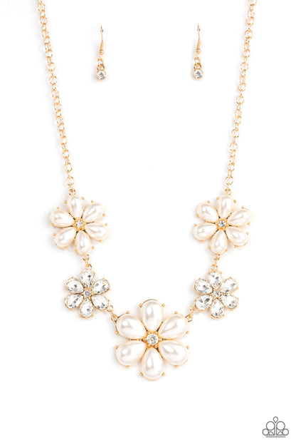 Fiercely Flowering - gold - Paparazzi necklace