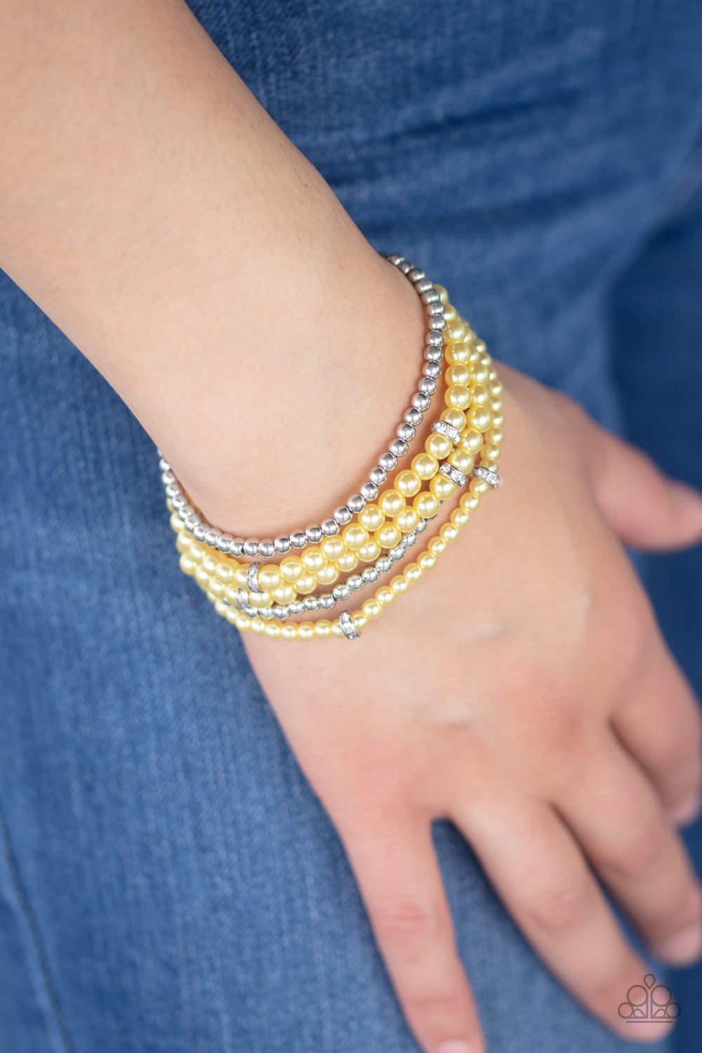 Fiercely Frosted-yellow-Paparazzi bracelet