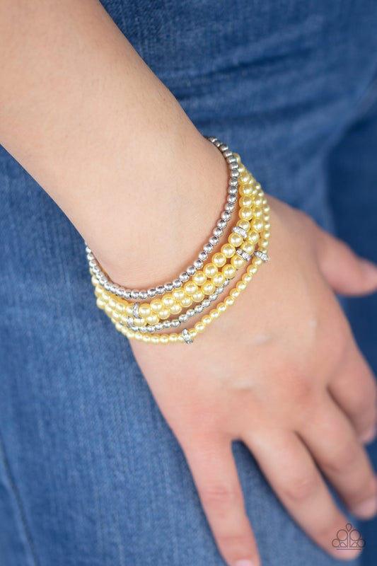 Fiercely Frosted-yellow-Paparazzi bracelet