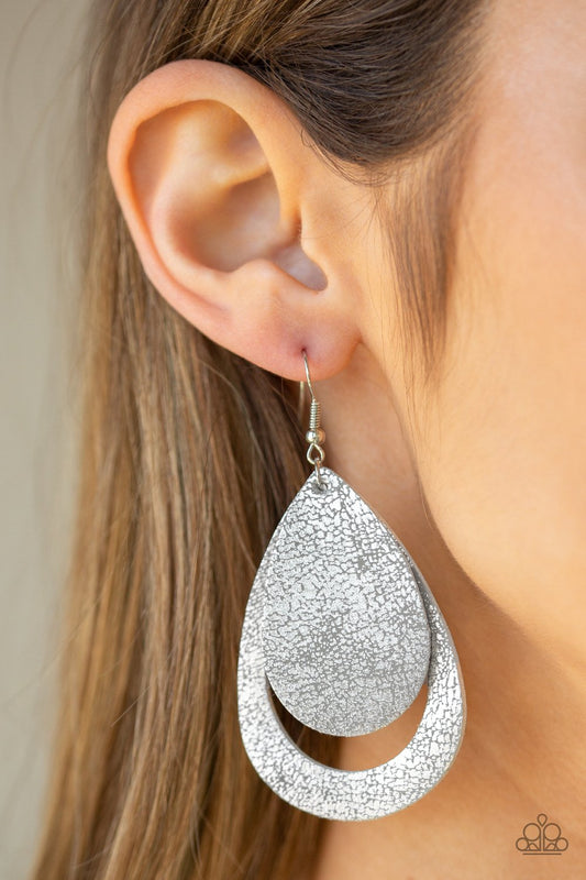Fiery Firework-silver-Paparazzi earrings