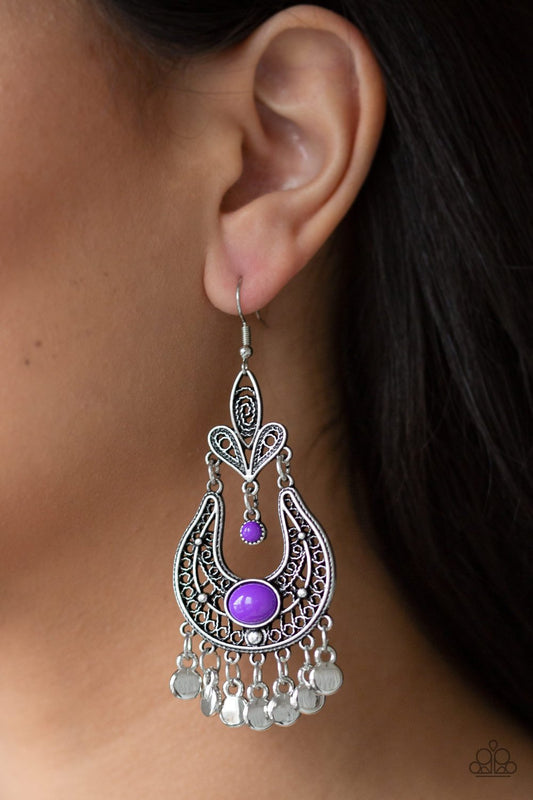 Fiesta Flair-purple-Paparazzi earrings