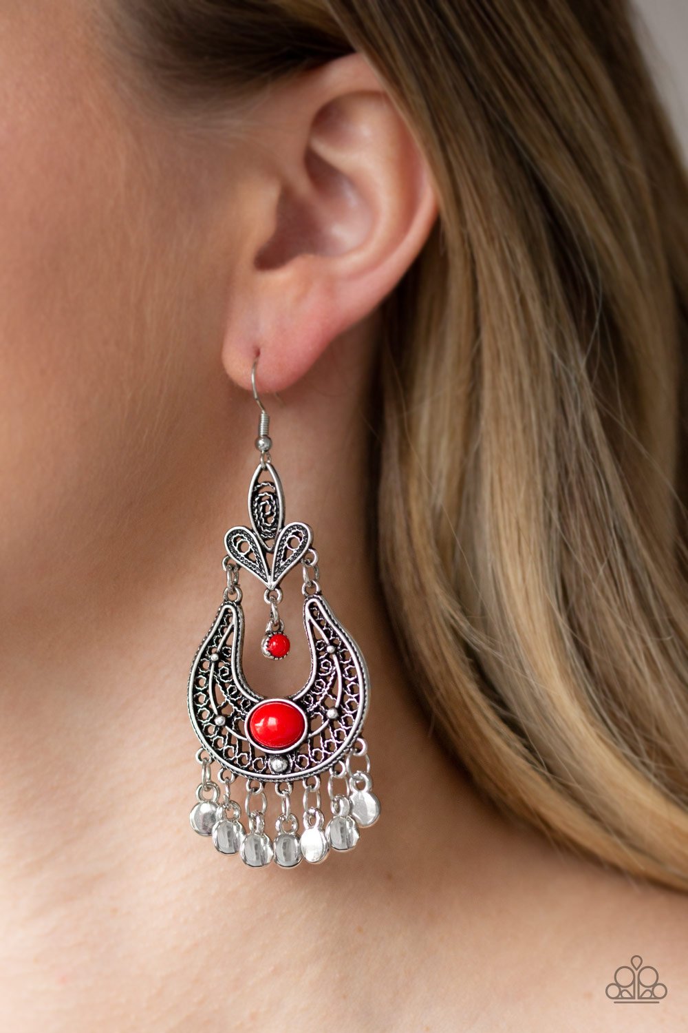 Fiesta Flair-red-Paparazzi earrings