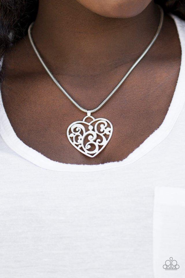 Filigree Your Heart With Love - silver - Paparazzi necklace