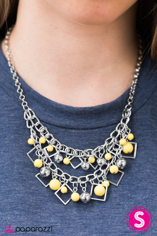 Finally FRAME-ous - Yellow - Paparazzi necklace
