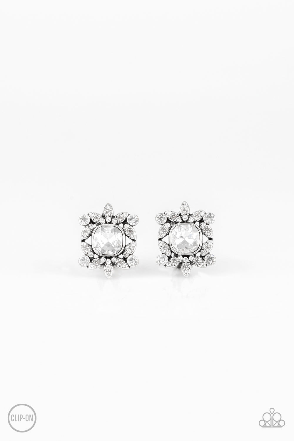 First Rate Famous - white - Paparazzi CLIP ON earrings
