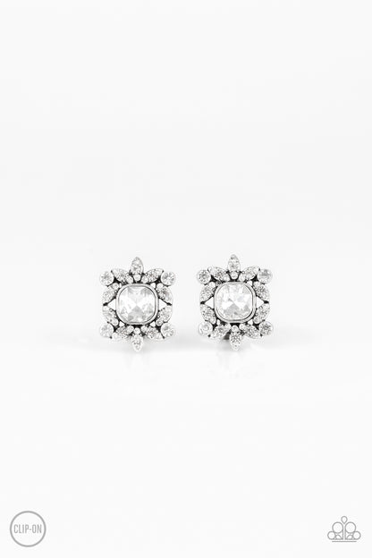 First Rate Famous - white - Paparazzi CLIP ON earrings