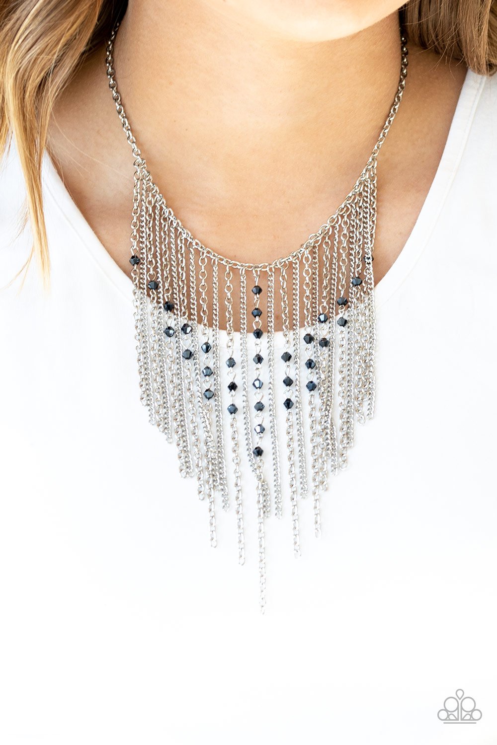 First Class Fringe-blue-Paparazzi necklace