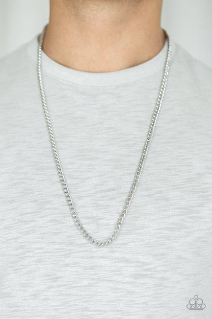 First Rule of Fight Club-silver-Paparazzi mens necklace