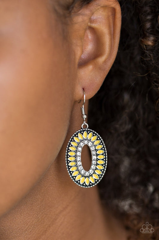 Fishing for Fabulous-yellow-Paparazzi earrings