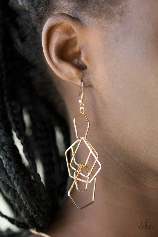 Five Sided Fabulous-gold-Paparazzi earrings