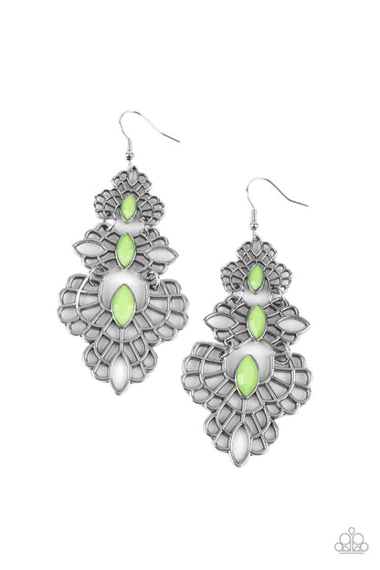 Flamboyant Frills - green - Paparazzi earrings