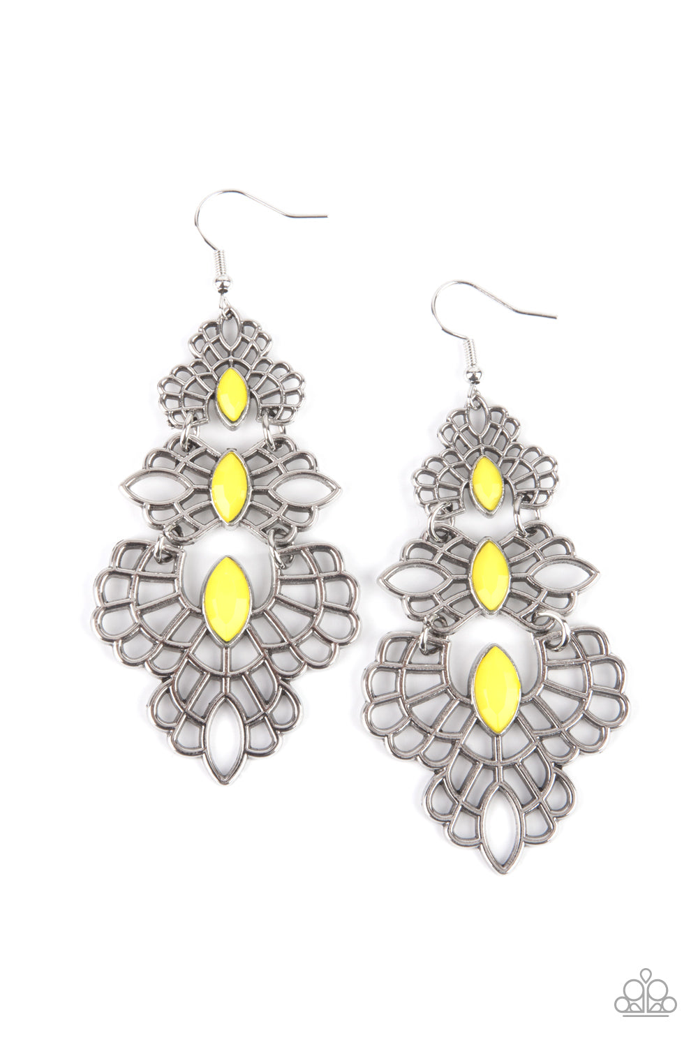 Flamboyant Frills - yellow - Paparazzi earrings