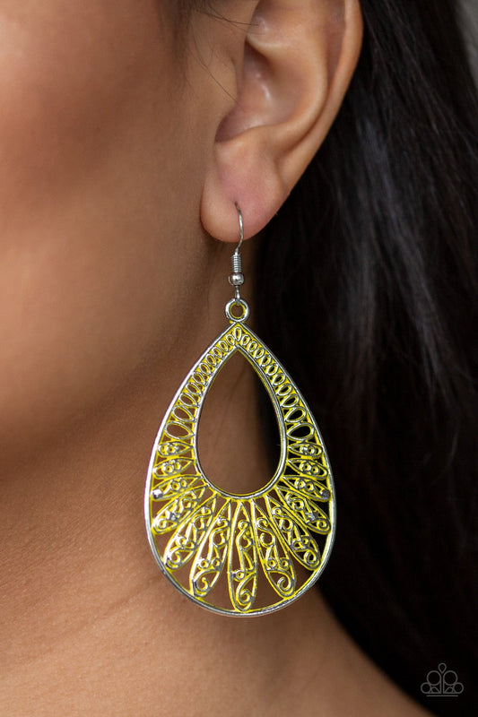 Flamingo Flamenco-yellow-Paparazzi earrings
