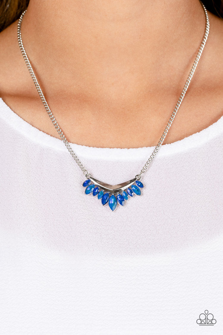 Flash of Fringe - blue - Paparazzi necklace