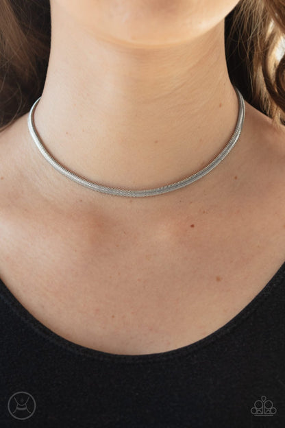 Flat Out Fierce-silver-Paparazzi necklace