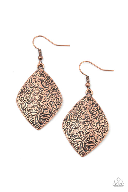 Flauntable Florals - copper - Paparazzi earrings