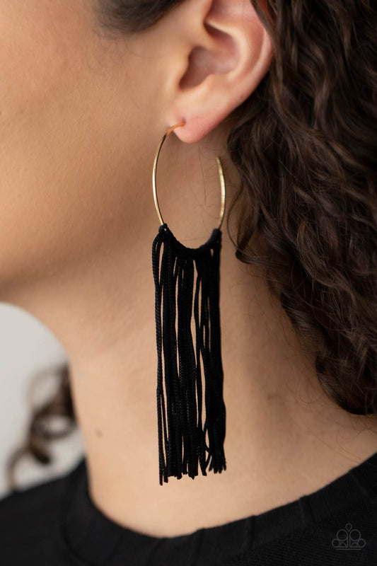 Flauntable Fringe - gold - Paparazzi earrings