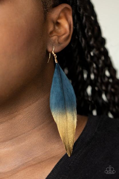 Fleek Feathers - blue - Paparazzi earrings