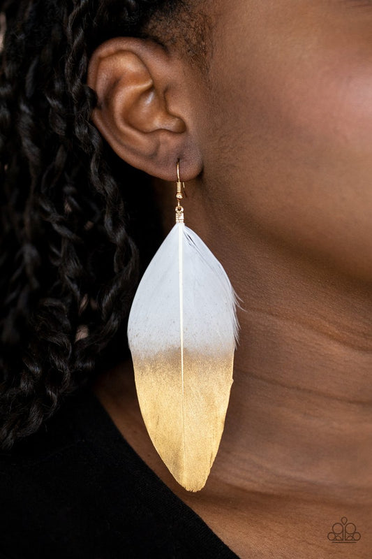 Fleek Feathers - white - Paparazzi earrings