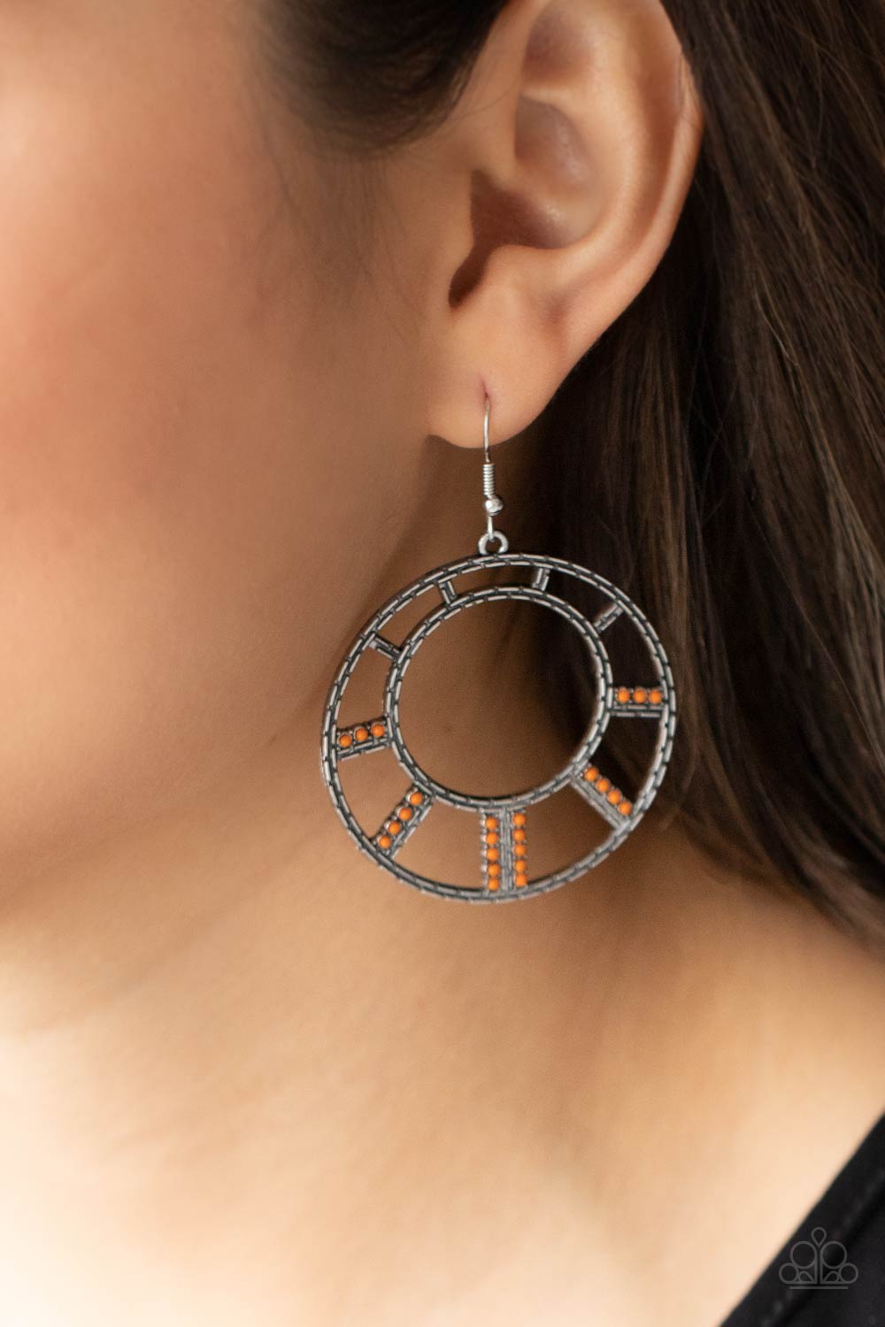 Fleek Fortress - orange - Paparazzi earrings