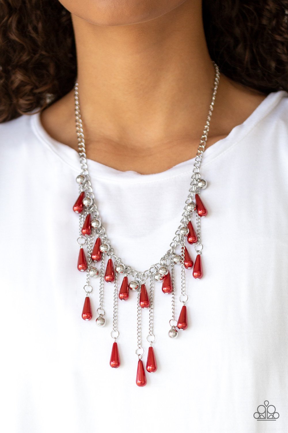 Fleur de Fringe-red-Paparazzi necklace