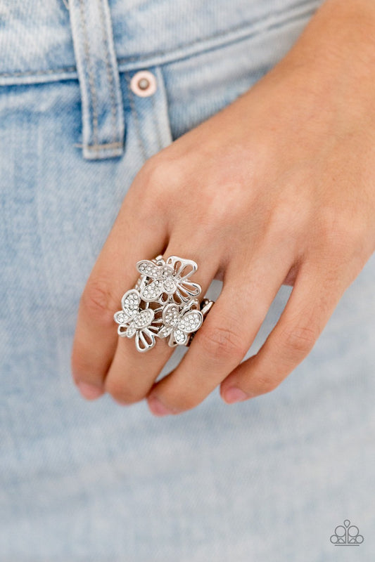 Flighty Flutter-white-Paparazzi ring