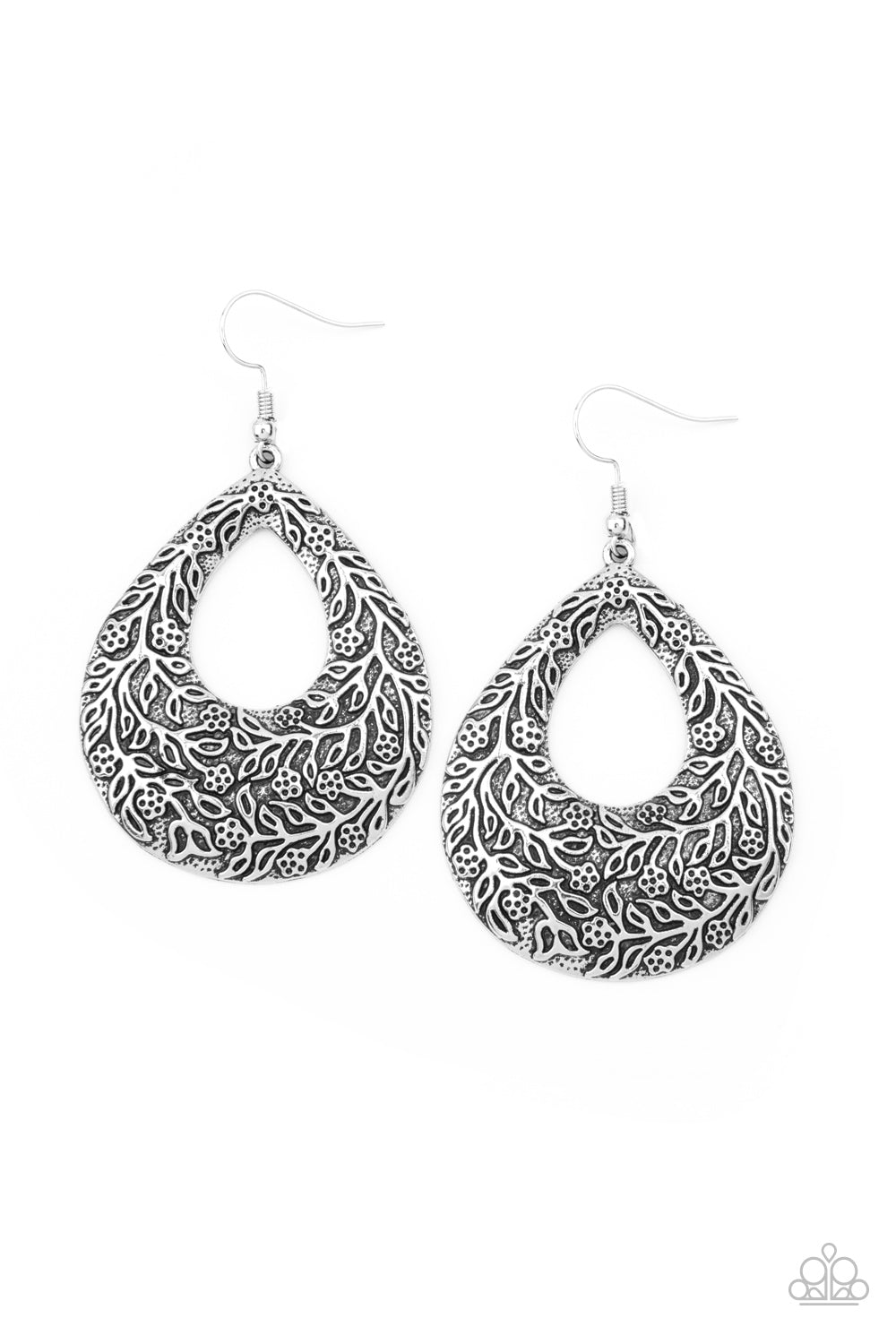 Flirtatiously Flourishing - silver - Paparazzi earrings