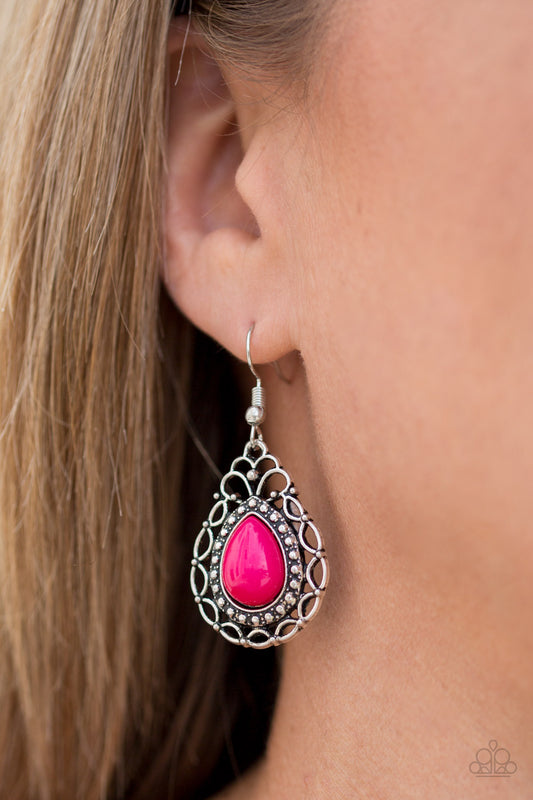 Flirty Finesse - pink - Paparazzi earrings