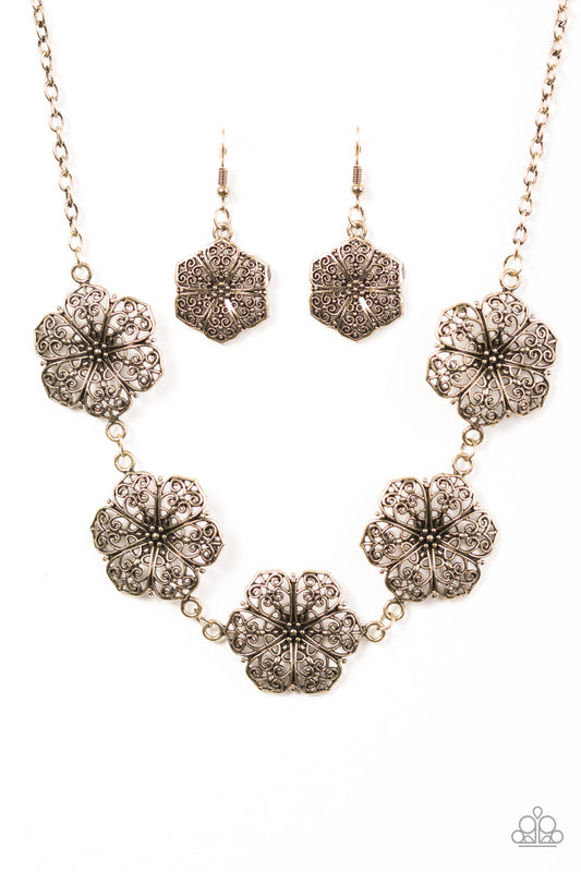 Floral Fluorescence - Brass - Paparazzi necklace