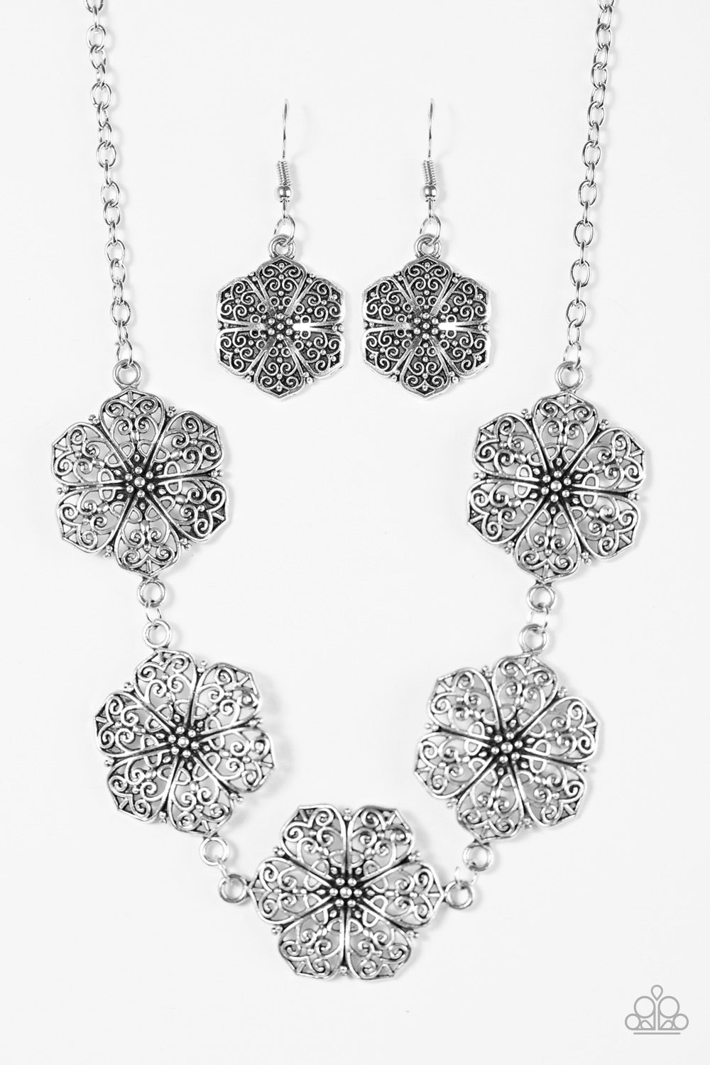 Floral Fluorescence - Silver - Paparazzi necklace