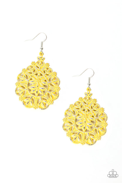 Floral Affair - yellow - Paparazzi earrings