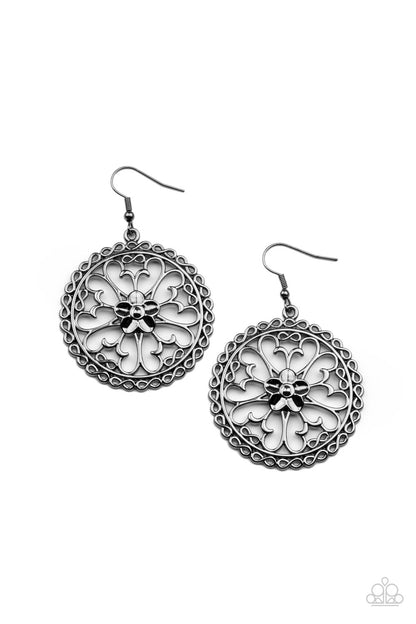 Floral Fortunes - black - Paparazzi earrings